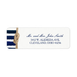 Nautical Knot Burlap Navy Rand Bröllop Returadress Etikett
