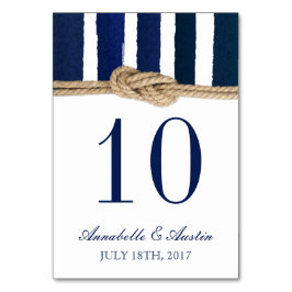 Nautical Knot Navy Rand Bröllop Bord Bordsnummer