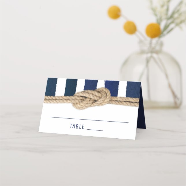 Nautical Knot Navy Rand Bröllop Place Card Placeringskort (Framsida)