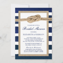 Nautical Knot Navy Rand Rustic Möhippa Inbjudningar