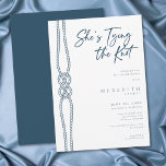 Nautical Knot She's Tying the Knot Bridal Shower Inbjudningar<br><div class="desc">Celebrate the bride-to-be with this nautical navy blue She's Tying the Knot rope bridal shower invitation design. Featuring a classic sailor's knot and elegant navy script, it is perfect for a yacht club or coastal celebration. This clean, sophisticated look offers a timeless aesthetic for your seaside event. Created by Simply...</div>