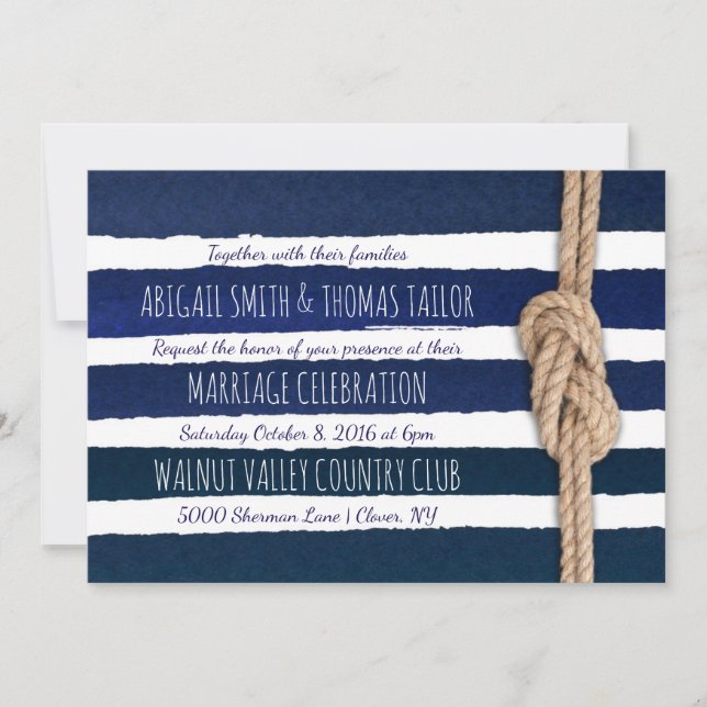 Nautical Knot Watercolor Rand Bröllop Inbjudningar (Framsida)