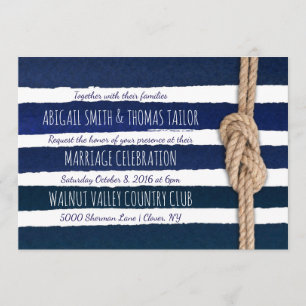 Nautical Knot Watercolor Rand Bröllop Inbjudningar