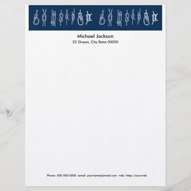 Nautical Knots Letterhead Stationery Brevhuvud (Framsida)