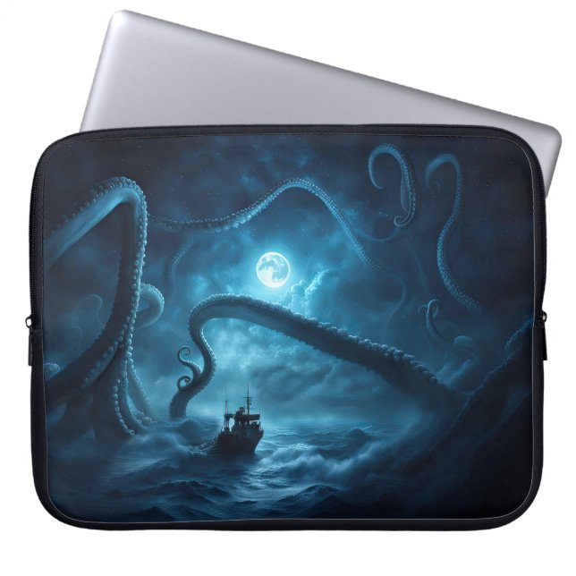 Nautical Kraken Giant Squid Fishing Boat Laptop Fodral (Framsidan)