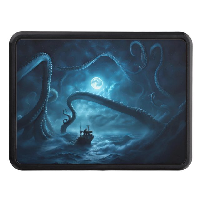 Nautical Kraken Giant Squid Fishing Boat Trailer Dragkroksskydd (Framsidan)