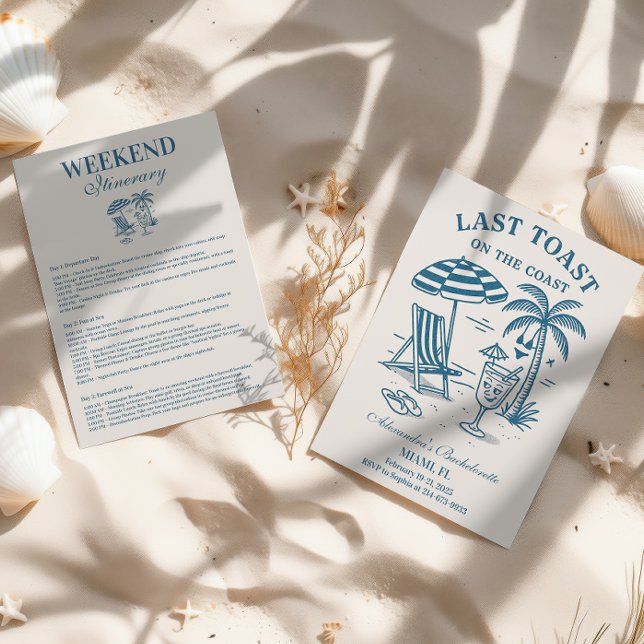 Nautical Last Toast Bachelorette Helg Inbjudningar (Skapare uppladdad)