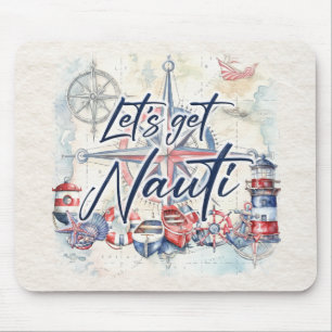 Nautical "Låt oss Hämta Nauti" Coastal Boat Theme Musmatta