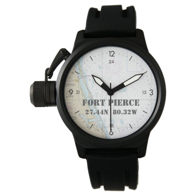Nautical Latitude Longitud Boater Fort Pierce FL Armbandsur (Framsida)