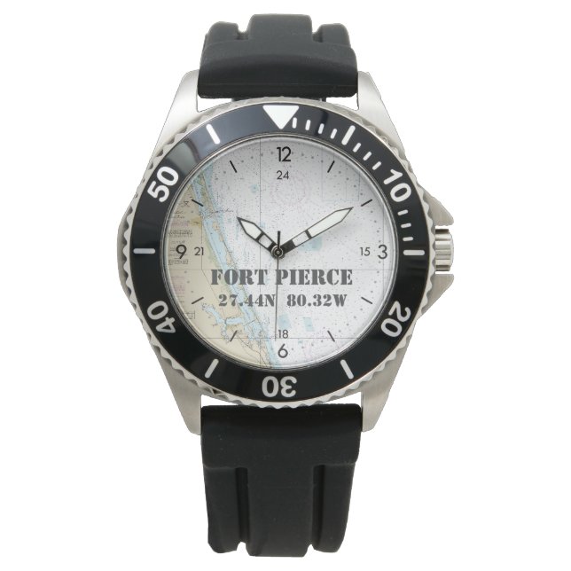 Nautical Latitude Longitud Boater Fort Pierce FL Armbandsur (Framsida)