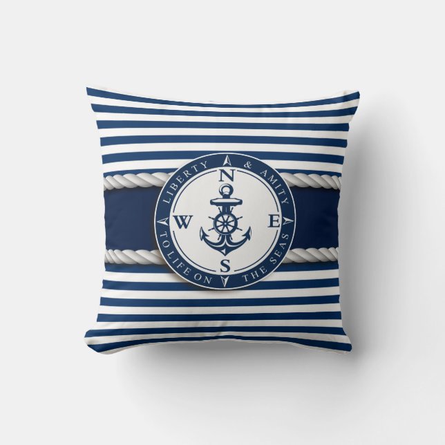 Nautical - "Liberty, Amity, Life, Seas" Kudde (Framsida)
