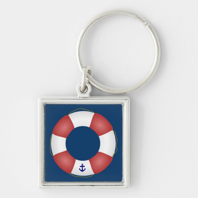 Nautical Life-konserverare Fyrkantig Silverfärgad Nyckelring (Framsidan)