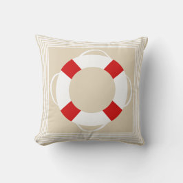 Nautical Life Preserver & Sandy Taupe Kudde