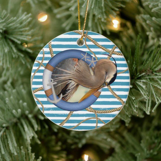 Nautical, Life Saver Anchor Ring, Underbar Blue He Julgransprydnad Keramik (Träd)