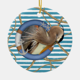 Nautical, Life Saver Anchor Ring, Underbar Blue He Julgransprydnad Keramik