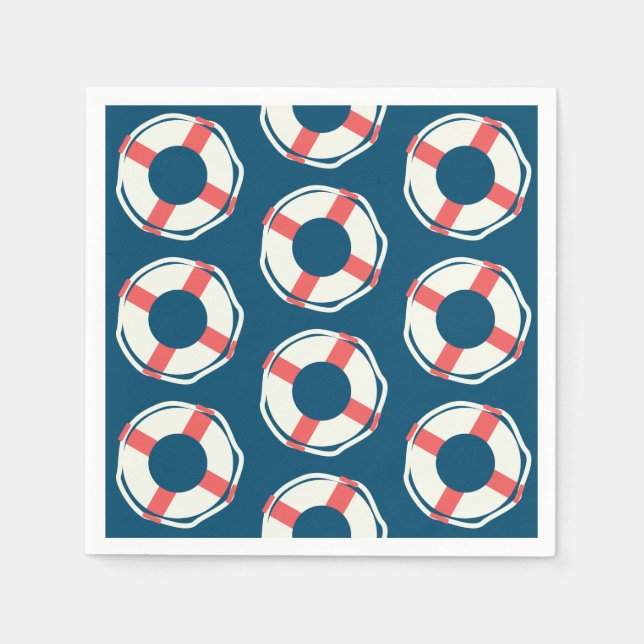 Nautical Lifesaver Baby Shower Boy Ocean Birthday Pappersservett (Framsidan)