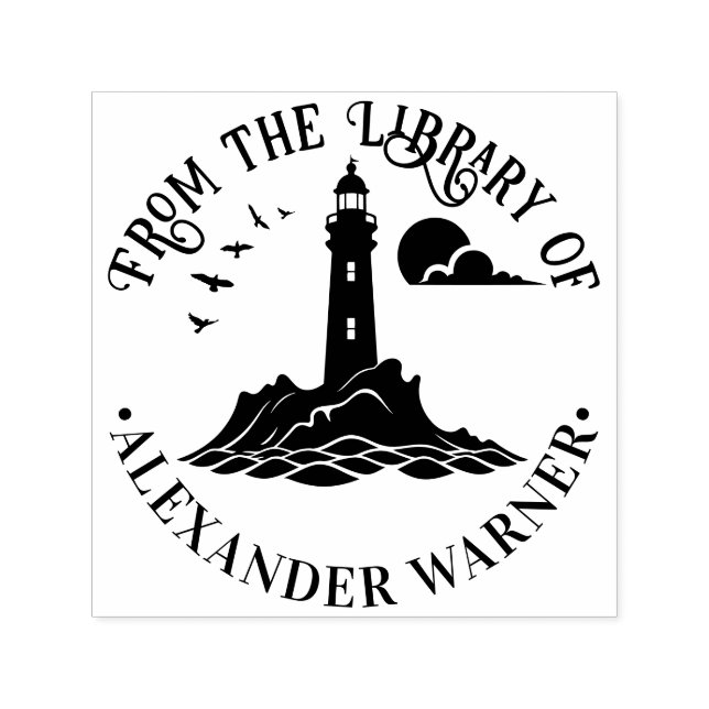 Nautical Lighthouse #3CB Biblioteksboknamn Självfärgande Stämpel (Design)