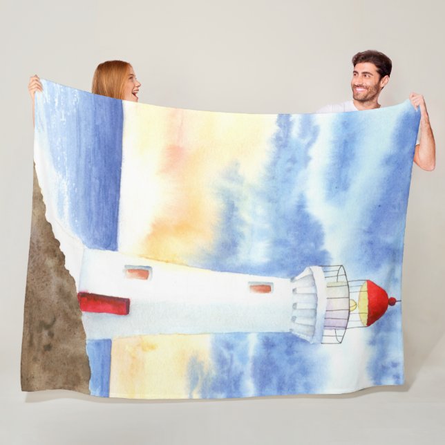 Nautical Lighthouse-bergen Fleecefilt (På plats)