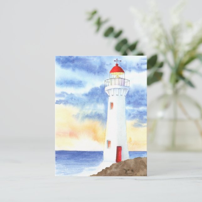 Nautical Lighthouse-bergen Vykort (Stående Fram)