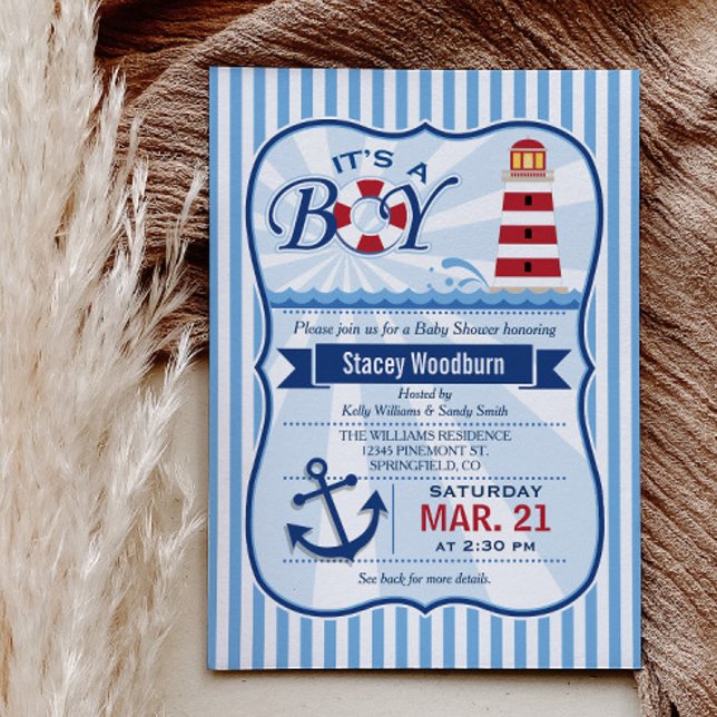 Nautical Lighthouse Boy Baby Shower Inbjudningar (Skapare uppladdad)