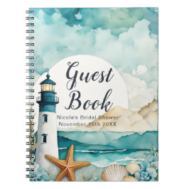 Nautical Lighthouse Bridal Shower Guest Book Anteckningsbok