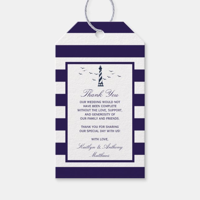Nautical Lighthouse Bröllop Collection Presentetikett (Framsidan)
