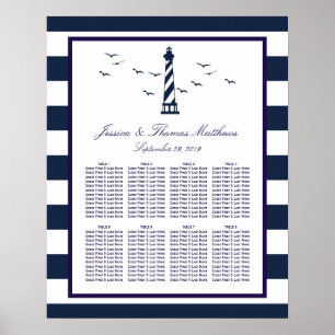 Nautical Lighthouse Bröllop Collection Seating Poster