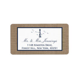 Nautical Lighthouse Burlap Bröllop-samlingen Adressetikett