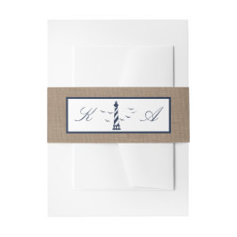 Nautical Lighthouse Burlap Bröllop-samlingen Band För Inbjudningskort