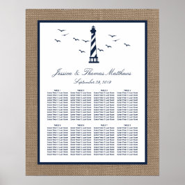 Nautical Lighthouse Burlap Bröllop-samlingen Poster