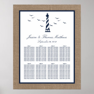 Nautical Lighthouse Burlap Bröllop-samlingen Poster