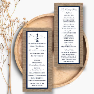 Nautical Lighthouse Burlap Bröllop-samlingen Program