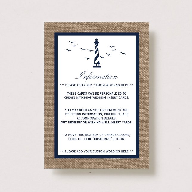 Nautical Lighthouse Burlap Bröllop-samlingen Tilläggskort (Skapare uppladdad)