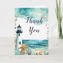 Nautical Lighthouse-Födelsedagsfest Tack Kort