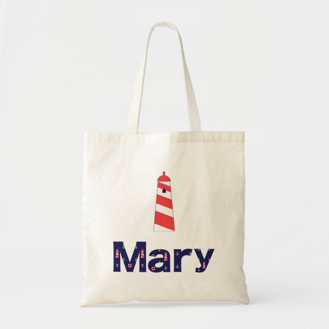 Nautical Lighthouse Monogram Tote Mary Tygkasse (Framsidan)