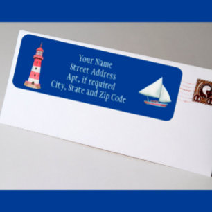 Nautical Lighthouse Sailboat Return-adressetikett Returadress Etikett