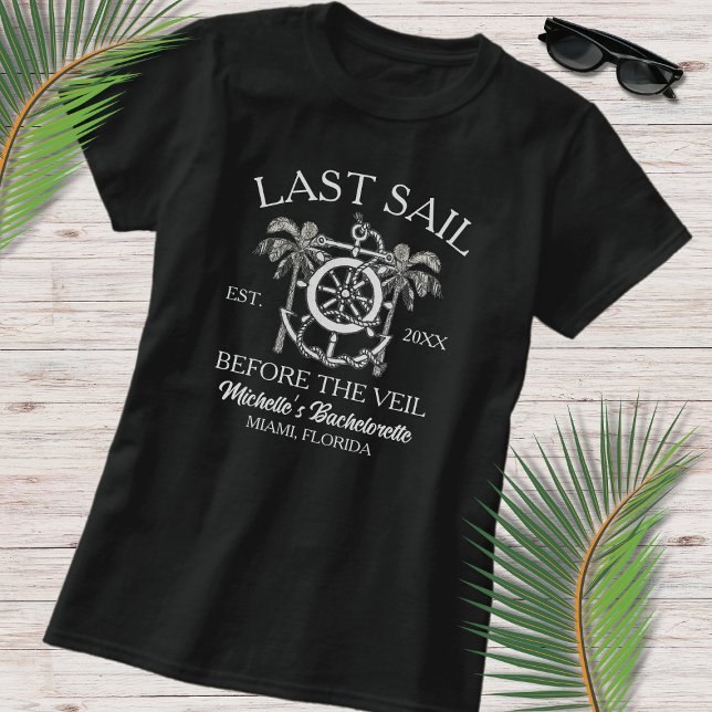 Nautical Line Art Sista Segel Henparty T Shirt (Skapare uppladdad)