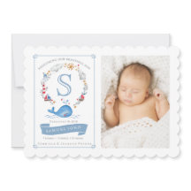 Nautical Little Cute Whale | Födelsemeddelande