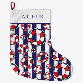 Nautical Livbelts Coastal Boat Stor Julstrumpa