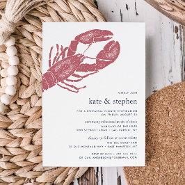 Nautical Lobster Ceremony Rehearsal Dinner Inbjuda Inbjudningar