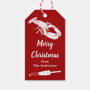 Nautical Lobster Personlig jul Presentetikett