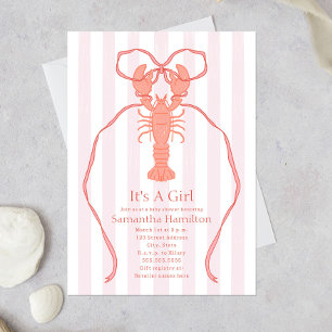 Nautical Lobster Rosa Bow... Det är en liten babys Inbjudningar
