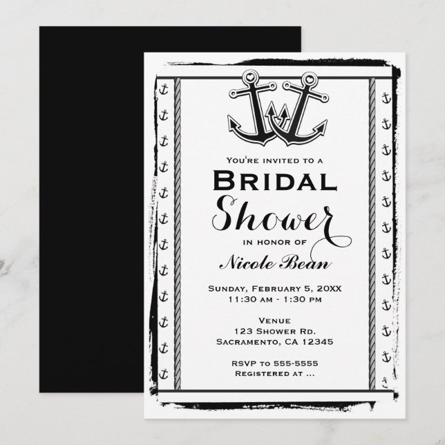 Nautical Love Ankare Bröllopsfestin Inbjudningar (Fram/baksida)