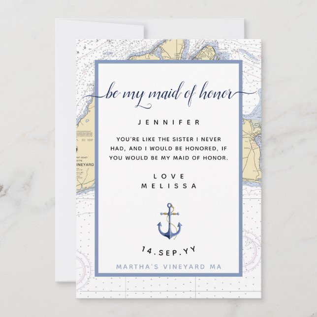 Nautical Maid of honor | Martha's Vineyard Inbjudningar (Framsida)