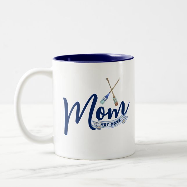 Nautical mamma etablerad marinblå Två-Tonad mugg (Vänster)