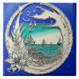 Nautical Marine Life Traditional ceramic art no 10 Kakelplatta