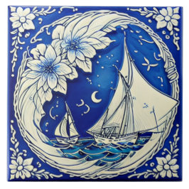 Nautical Marine Life Traditional ceramic art no 13 Kakelplatta