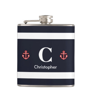 Nautical Marine Navy Blue White Rand Fickplunta
