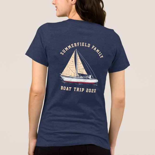 Nautical Matching Family Boat Trip Custom T Shirt (Baksida)
