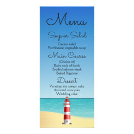 Nautical Menu Beach Wedding Lighthouse Ocean Reklamkort
